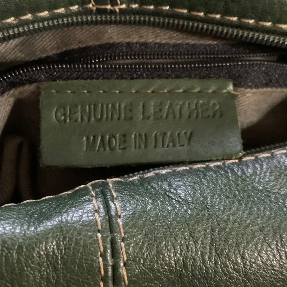 Caterina Italian Leather Bucket Bag Backpack Green Brown